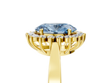 Yellow gold Fancy Blue Oval  Cut Diamond Halo Ring with Round Brilliant Halo and Solitaire Band_78