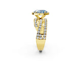 Yellow gold Fancy Blue Oval Cut Diamond Halo Ring with Round Split Shank and Prong Setting_51