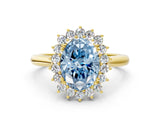 Yellow gold Fancy Blue Oval  Cut Diamond Halo Ring with Solitaire Band and Prong Setting_53