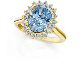 Yellow gold Fancy Blue Oval  Cut Diamond Halo Ring with Solitaire Band and Prong Setting_54