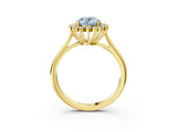 Yellow gold Fancy Blue Oval  Cut Diamond Halo Ring with Solitaire Band and Prong Setting_56