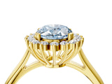 Yellow gold Fancy Blue Oval  Cut Diamond Halo Ring with Solitaire Band and Prong Setting_57