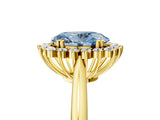 Yellow gold Fancy Blue Oval  Cut Diamond Halo Ring with Solitaire Band and Prong Setting_58