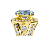 Yellow gold Fancy Blue Oval Cut Diamond Halo Ring with Split Shank and Bezel Accents and Four-Prong Setting_5