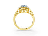 Yellow gold Fancy Blue Oval Cut Diamond Halo Ring with Split Shank and Bezel Accents and Prong Setting_3