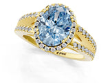 Yellow gold Fancy Blue Oval Cut Diamond Halo Split Shank Engagement Ring_40