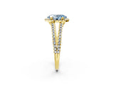 Yellow gold Fancy Blue Oval Cut Diamond Halo Split Shank Engagement Ring_41