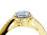 Yellow gold Fancy Blue Oval Cut Diamond Halo Split Shank Engagement Ring_43