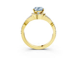 Yellow gold Fancy Blue Oval Cut Diamond  Halo Twist Band Solitaire Prong Setting Ring_27
