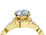Yellow gold Fancy Blue Oval Cut Diamond  Halo Twist Band Solitaire Prong Setting Ring_46