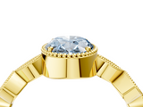 Yellow gold Fancy Blue Oval  Cut Diamond Milgrain Marquise Band with Prong Setting_7
