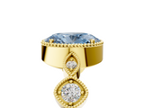 Yellow gold Fancy Blue Oval  Cut Diamond Milgrain Marquise Band with Prong Setting_8