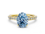 Yellow gold Fancy Blue Oval  Cut Diamond Pavé Band Ring with Four-Prong Setting_22