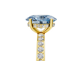 Yellow gold Fancy Blue Oval  Cut Diamond Pavé Band Ring with Four-Prong Setting_27