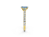 Yellow gold Fancy Blue Oval Cut Diamond Pavé Band Solitaire Ring with Prong Setting_83