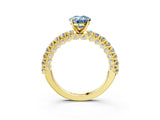 Yellow gold Fancy Blue Oval Cut Diamond Pavé Band Solitaire Ring with Prong Setting_84