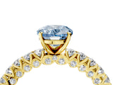 Yellow gold Fancy Blue Oval Cut Diamond Pavé Band Solitaire Ring with Prong Setting_85