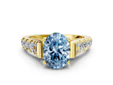Yellow gold Fancy Blue Oval  Cut Diamond Pavé Band Solitaire with Four-Prong Setting_15