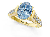 Yellow gold Fancy Blue Oval  Cut Diamond Pavé Band Solitaire with Four-Prong Setting_16