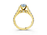 Yellow gold Fancy Blue Oval  Cut Diamond Pavé Band Solitaire with Four-Prong Setting_18
