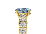Yellow gold Fancy Blue Oval  Cut Diamond Pavé Band Solitaire with Four-Prong Setting_20