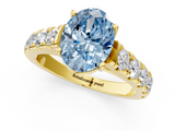 Yellow gold Fancy Blue Oval  Cut Diamond Pavé Band Solitaire with Four-Prong Setting_4