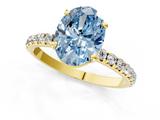 Yellow gold Fancy Blue Oval  Cut Diamond Pavé Band Solitaire with Four-Prong Setting_4