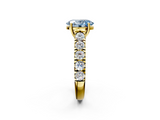 Yellow gold Fancy Blue Oval  Cut Diamond Pavé Band Solitaire with Four-Prong Setting_5