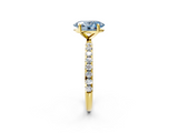 Yellow gold Fancy Blue Oval  Cut Diamond Pavé Band Solitaire with Four-Prong Setting_5
