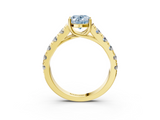 Yellow gold Fancy Blue Oval  Cut Diamond Pavé Band Solitaire with Four-Prong Setting_6
