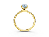Yellow gold Fancy Blue Oval  Cut Diamond Pavé Band Solitaire with Four-Prong Setting_6