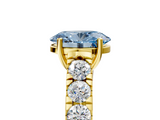 Yellow gold Fancy Blue Oval  Cut Diamond Pavé Band Solitaire with Four-Prong Setting_8