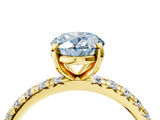 Yellow gold Fancy Blue Oval  Cut Diamond Pavé Band with Four-Prong Setting_25