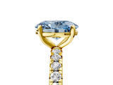 Yellow gold Fancy Blue Oval  Cut Diamond Pavé Band with Four-Prong Setting_26