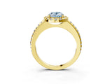 Yellow gold Fancy Blue Oval Cut Diamond Pavé Halo Ring with Four-Prong Setting_39