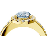 Yellow gold Fancy Blue Oval Cut Diamond Pavé Halo Ring with Four-Prong Setting_40