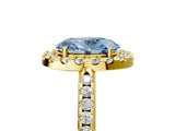 Yellow gold Fancy Blue Oval Cut Diamond Pavé Halo Ring with Four-Prong Setting_41
