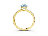 Yellow gold Fancy Blue Oval Cut Diamond Pavé Solitaire Engagement Ring with Four-Prong Setting_88