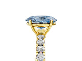 Yellow gold Fancy Blue Oval Cut Diamond Pavé Solitaire Engagement Ring with Four-Prong Setting_90