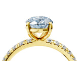Yellow gold Fancy Blue Oval Cut Diamond Pavé Solitaire Ring with Round Band and Prong Setting_16