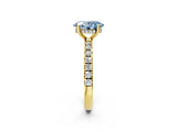 Yellow gold Fancy Blue Oval Cut Diamond Pave Band Solitaire Ring with Four-Prong Setting_60