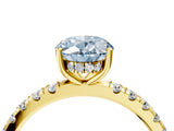 Yellow gold Fancy Blue Oval Cut Diamond Pave Band Solitaire Ring with Four-Prong Setting_62