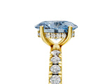 Yellow gold Fancy Blue Oval Cut Diamond Pave Band Solitaire Ring with Four-Prong Setting_63
