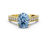 Yellow gold Fancy Blue Oval  Cut Diamond Pave Band with Four-Prong Setting_38