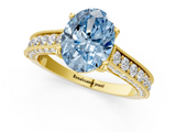 Yellow gold Fancy Blue Oval  Cut Diamond Pave Band with Four-Prong Setting_39