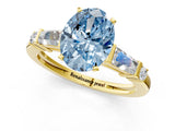 Yellow gold Fancy Blue Oval  Cut Diamond Ring with Baguette Side Stones, Channel Set Band, and Four-Prong Setting_25