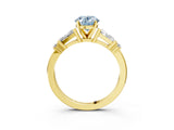 Yellow gold Fancy Blue Oval  Cut Diamond Ring with Baguette Side Stones, Channel Set Band, and Four-Prong Setting_27