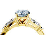 Yellow gold Fancy Blue Oval  Cut Diamond Ring with Baguette Side Stones, Channel Set Band, and Four-Prong Setting_28