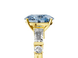 Yellow gold Fancy Blue Oval  Cut Diamond Ring with Baguette Side Stones, Channel Set Band, and Four-Prong Setting_29
