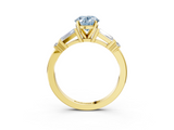 Yellow gold Fancy Blue Oval  Cut Diamond Ring with Baguette Side Stones, Channel Set Band, and Four-Prong Setting_6